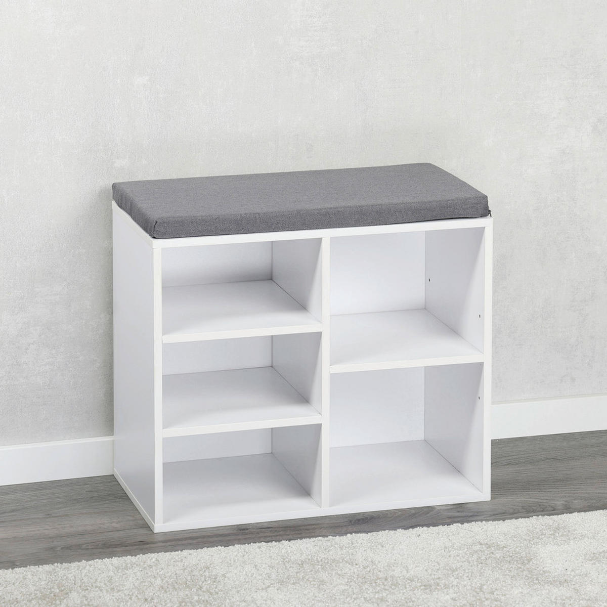 SCHUHSCHRANK Grau, Weiß  - Weiß/Grau, Design, Holzwerkstoff/Textil (51.5/48/29.5cm) - Kesper