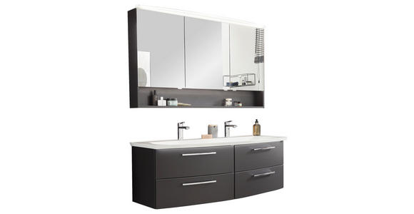 BADEZIMMER in 143,3 cm - Dunkelgrau/Weiß, Design, Glas/Holzwerkstoff (143,3cm) - Dieter Knoll
