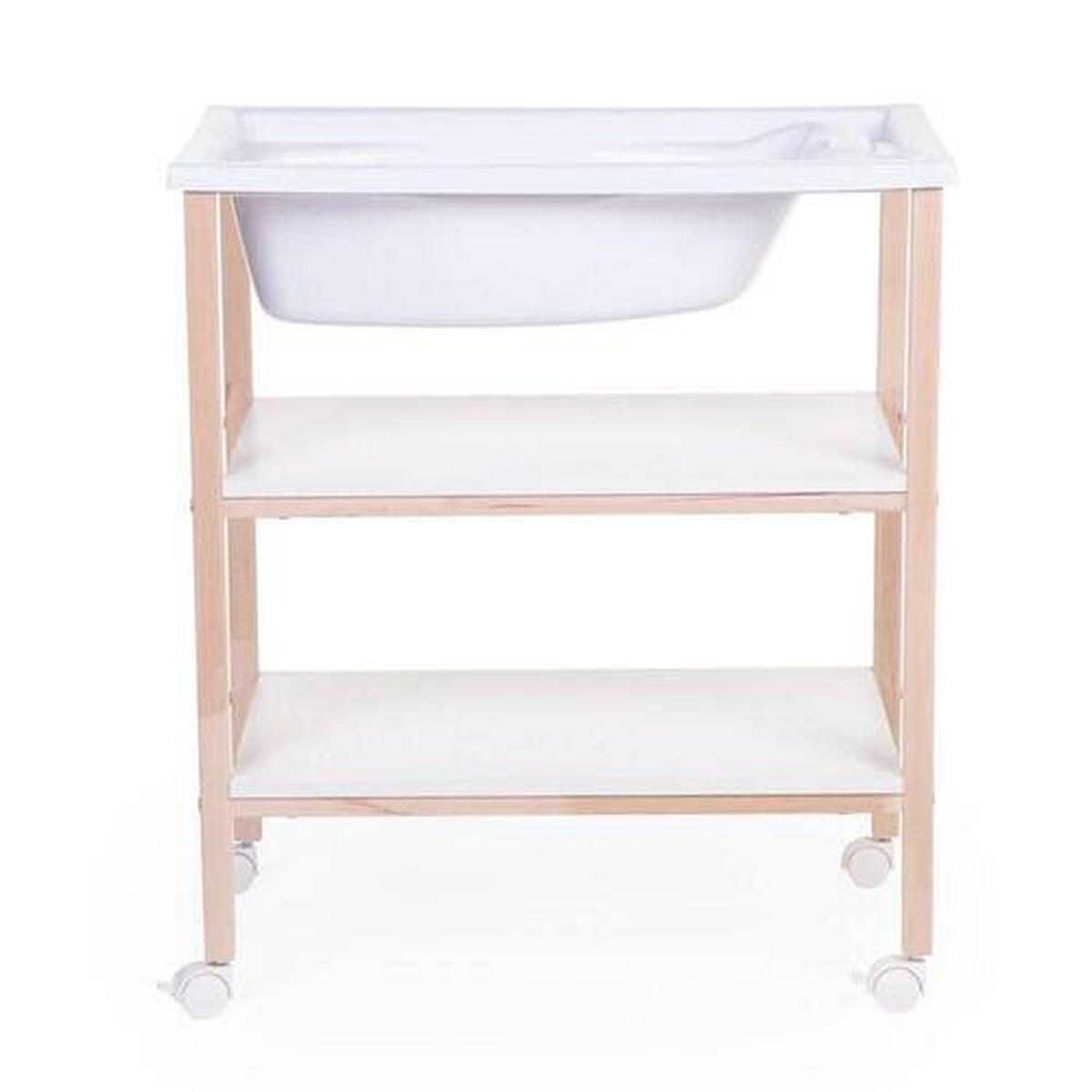 WICKELTISCH 2in1 Set Wickeltisch + Badewanne Weiß, Buchefarben  - Buchefarben/Weiß, KONVENTIONELL, Holzwerkstoff/Kunststoff (91,5/53,5/106,5cm) - Childhome