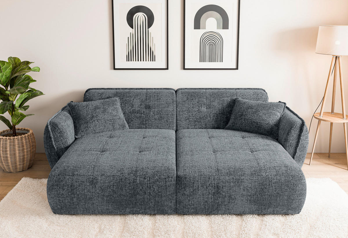BIGSOFA NELIA in Chenille Dunkelgrau  - Dunkelgrau/Schwarz, Design, Kunststoff/Textil (252/81/155cm) - P & B