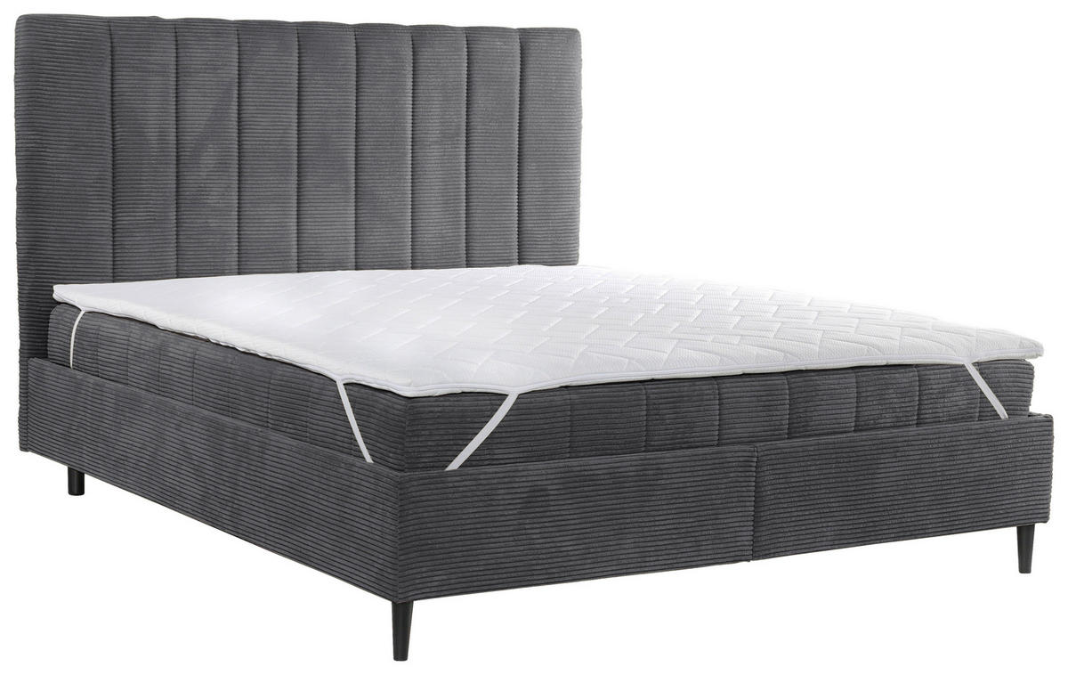 POLSTERBETT Matratze, Lattenrost 180/200 cm  in Grau  - Creme/Schwarz, LIFESTYLE, Holz/Textil (180/200cm) - Livetastic