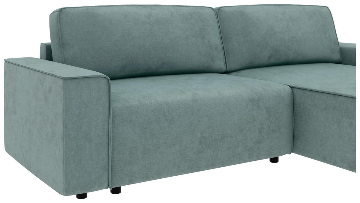 ECKSOFA in Struktur Mintgrau  - Mintgrau/Schwarz, Modern, Kunststoff/Textil (265/164cm) - Trendmanufaktur