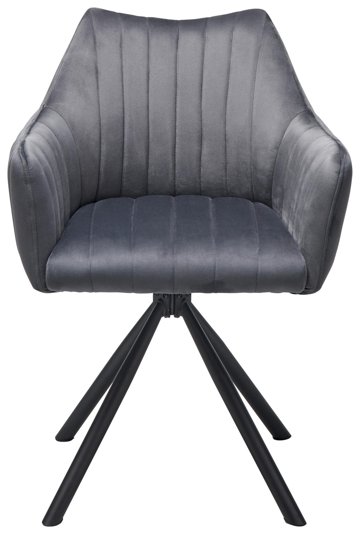 ARMLEHNSTUHL  in Eisen Samt  - Schwarz/Grau, LIFESTYLE, Textil/Metall (60/83/59cm) - MID.YOU