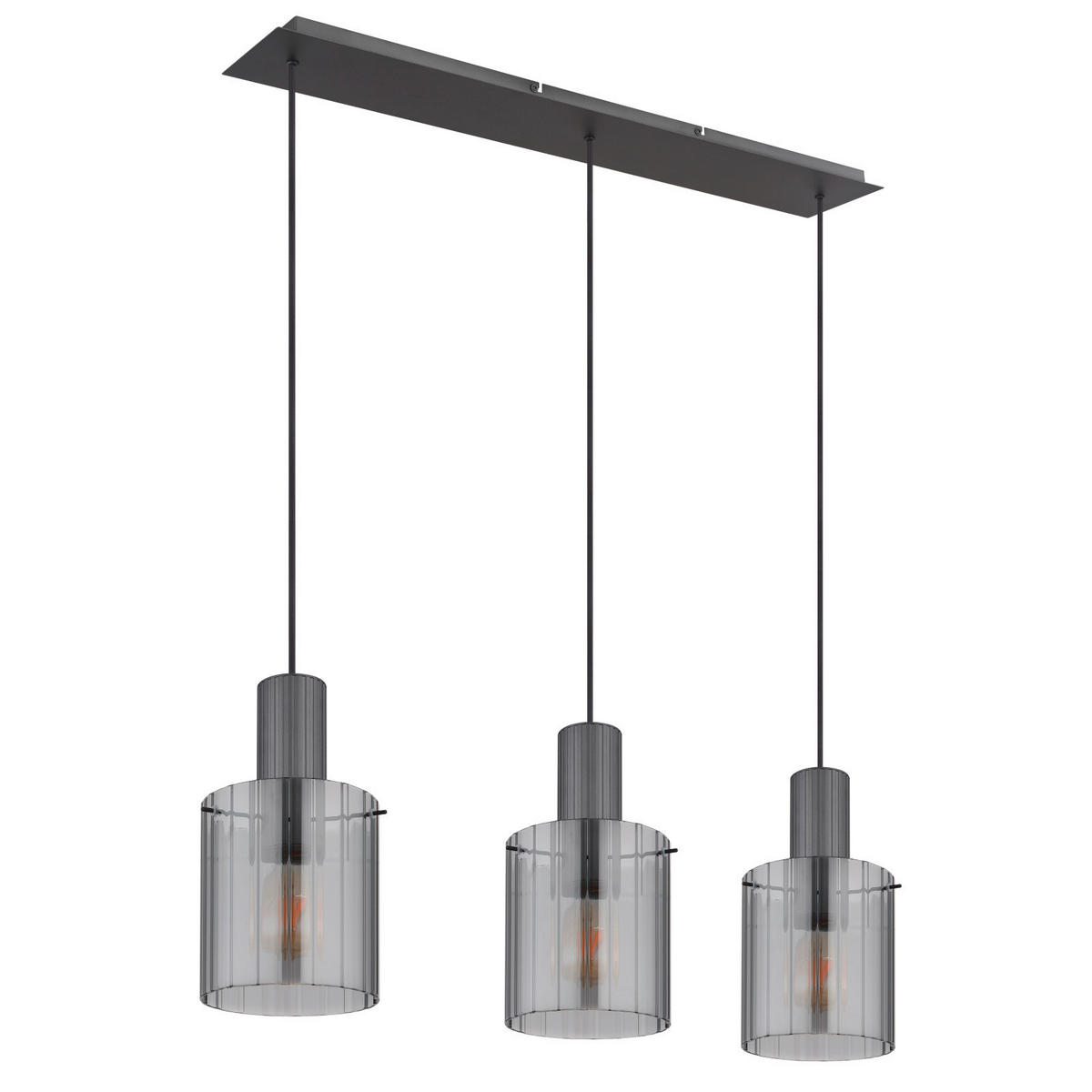 HÄNGELEUCHTE 98/18/120 cm    - Dunkelgrau, Design, Glas/Metall (98/18/120cm) - Globo
