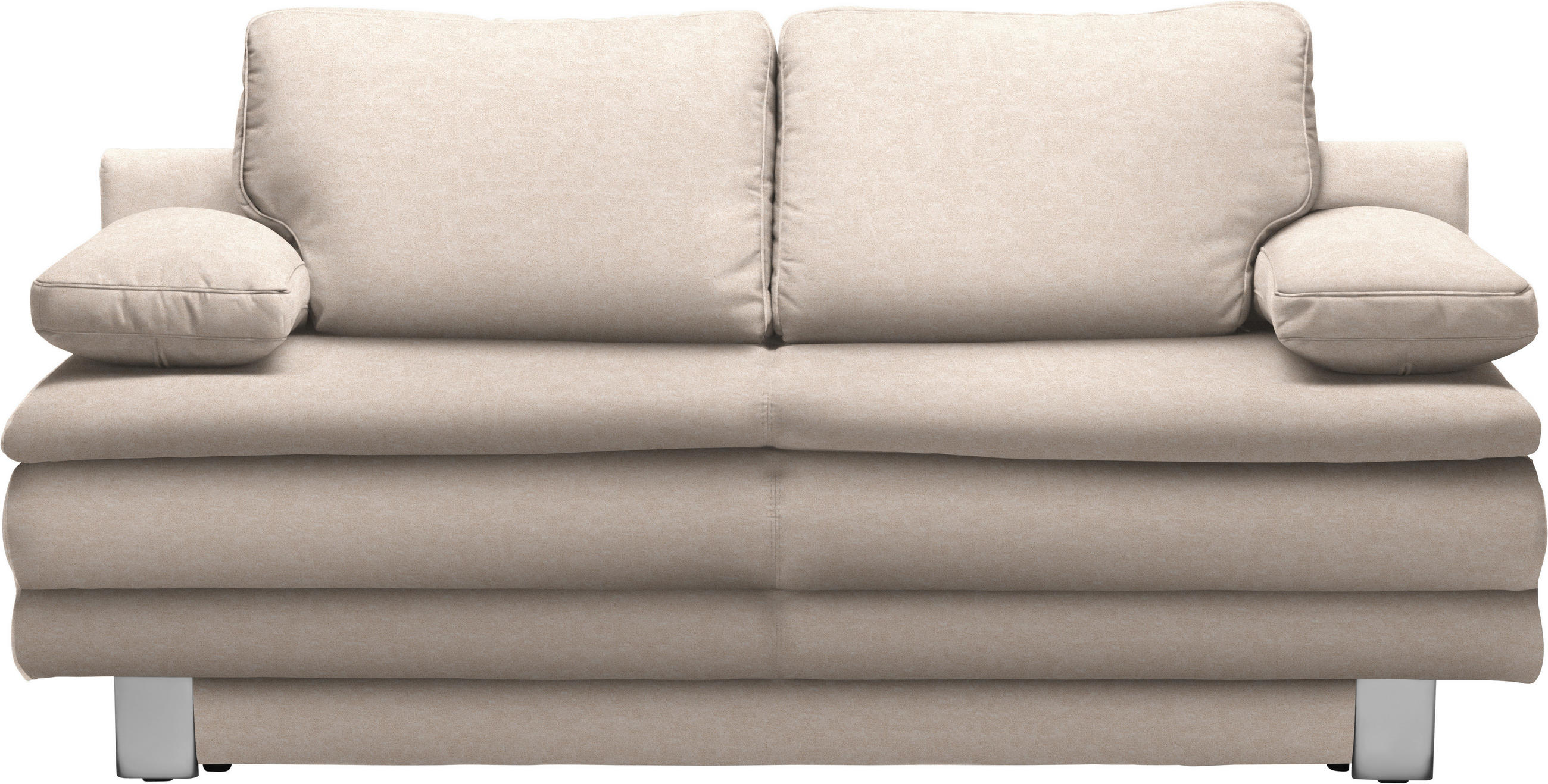 SCHLAFSOFA Flachgewebe Sandfarben  - Sandfarben/Chromfarben, Design, Textil/Metall (194/96/86cm) - Novel