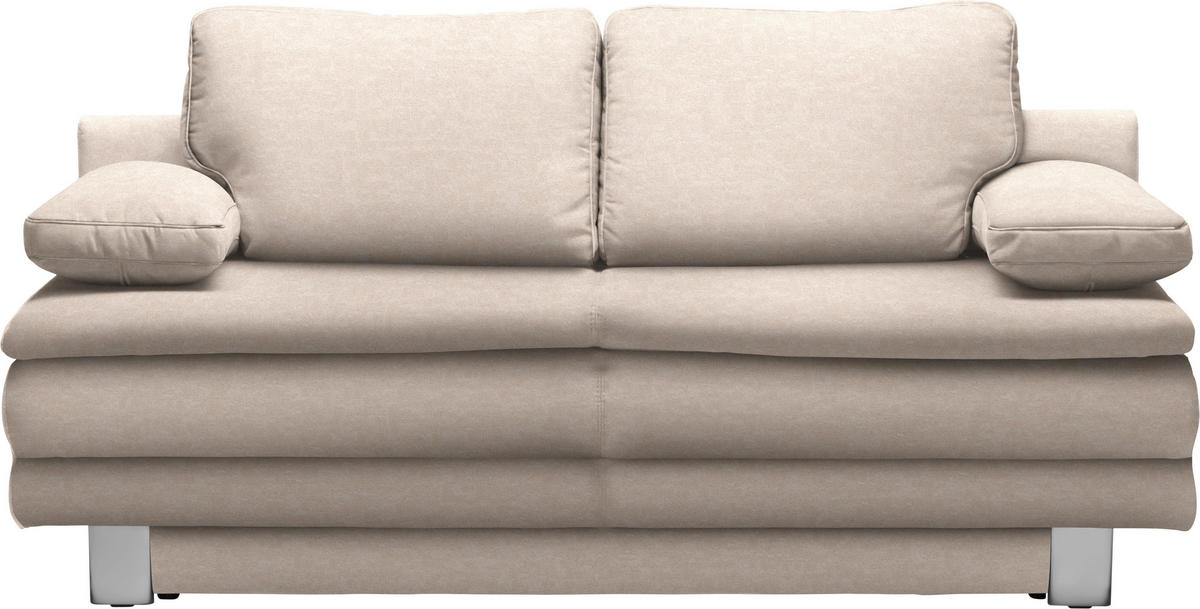 SCHLAFSOFA Bruno  mit Fußauswahl, Stoffauswahl Flachgewebe Sandfarben  - Sandfarben/Chromfarben, Design, Textil/Metall (194/96/86cm) - Novel