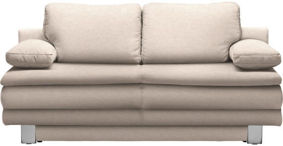 SCHLAFSOFA Bruno in Flachgewebe Sandfarben  - Sandfarben/Chromfarben, Design, Textil/Metall (194/96/86cm) - Novel