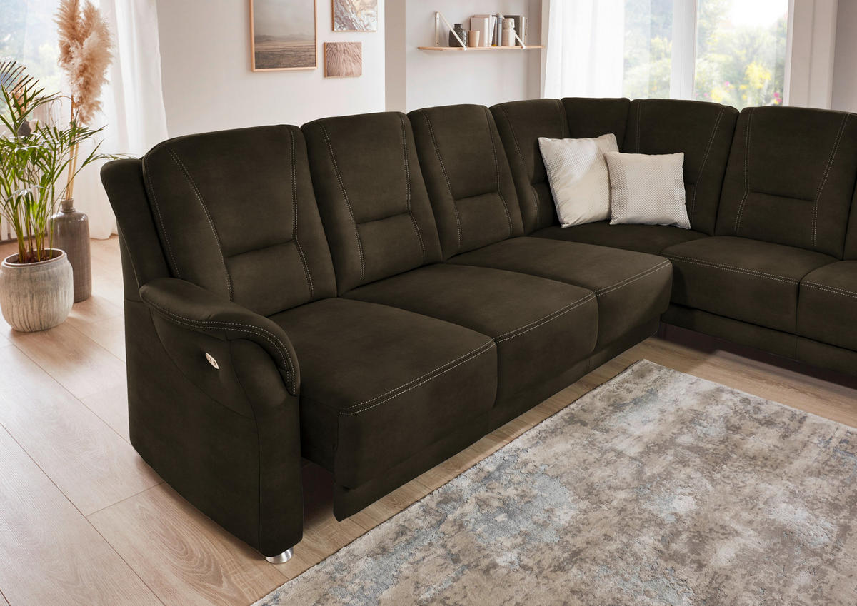 ECKSOFA  in Mikrofaser Grün  275/223 cm  - Beige/Alufarben, KONVENTIONELL, Textil/Metall (275/223cm) - Beldomo Comfort