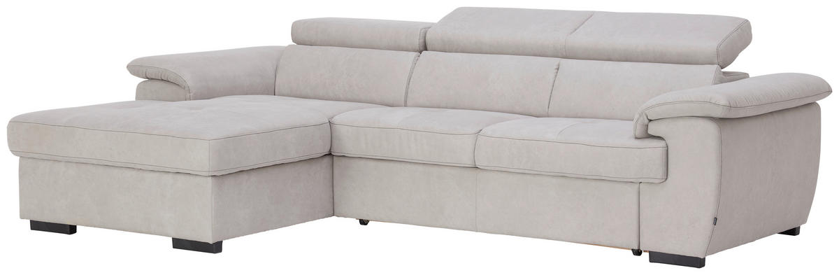 ECKSOFA in Mikrofaser Silberfarben  170/266 cm  - Silberfarben/Schwarz, Design, Textil (170/266cm) - Stylife