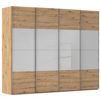 SCHWEBETÜRENSCHRANK 271/235/68 cm 4-türig Grau, Eiche Artisan  - Chromfarben/Weiß, KONVENTIONELL, Glas/Holzwerkstoff (271/235/68cm) - Novel