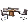 ECKBANK 227/165 cm in Edelstahlfarben, Sandfarben - Sandfarben/Edelstahlfarben, Design, Textil/Metall (227/165cm) - Moderano