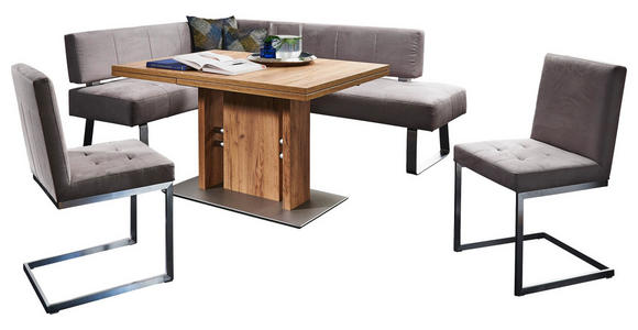 ECKBANK 227/165 cm in Edelstahlfarben, Sandfarben - Sandfarben/Edelstahlfarben, Design, Textil/Metall (227/165cm) - Moderano