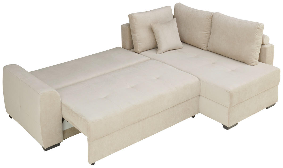 ECKSOFA in Cord Beige  265/182 cm  - Beige/Schwarz, MODERN, Kunststoff/Textil (265/182cm) - Stylife