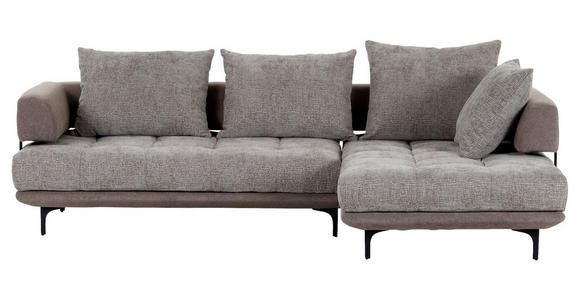 ECKSOFA  in Flachgewebe Braun  263/195 cm  - Schwarz/Braun, KONVENTIONELL, Textil/Metall (263/195cm) - Carryhome