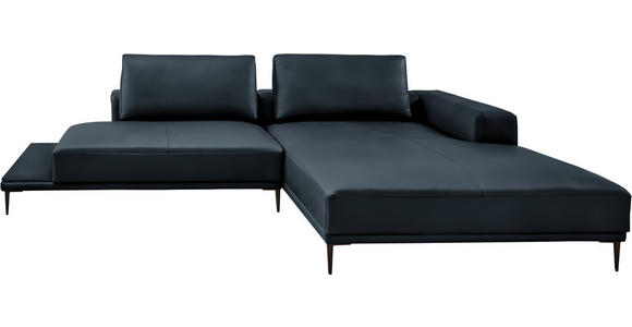 ECKSOFA  in Echtleder Dunkelblau  304/201 cm  - Schwarz/Dunkelblau, Design, Leder/Metall (304/201cm) - Belluti