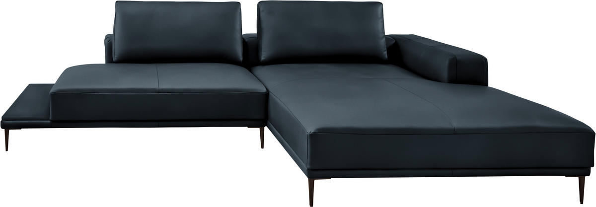 ECKSOFA Echtleder Dunkelblau  - Schwarz/Dunkelblau, Design, Leder/Metall (304/201cm) - Belluti