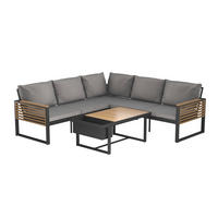 LOUNGE GARNITURA  prirodne boje, crna   - sivo-smeđa/prirodne boje, Moderno, drvo/metal (235/235cm) - Ambia Garden