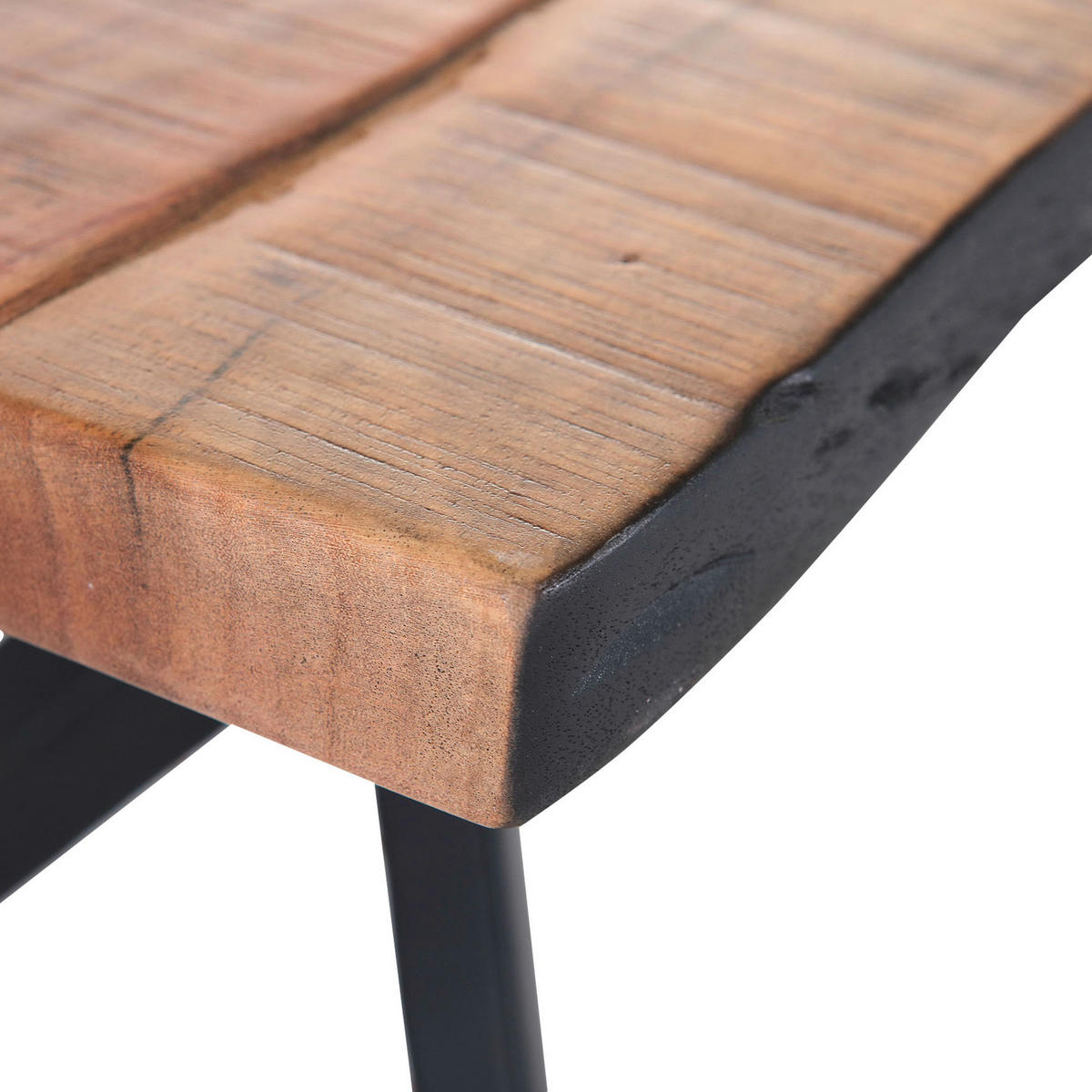 SITZBANK 180/45/45 cm Schwarz, Akaziefarben Akazie massiv  - Schwarz/Akaziefarben, Design, Holz/Metall (180/45/45cm) - Landscape