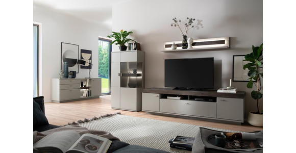 TV-ELEMENT Grau, Eichefarben  210/58/50 cm  - Eichefarben/Grau, Design, Holzwerkstoff/Metall (210/58/50cm) - Novel
