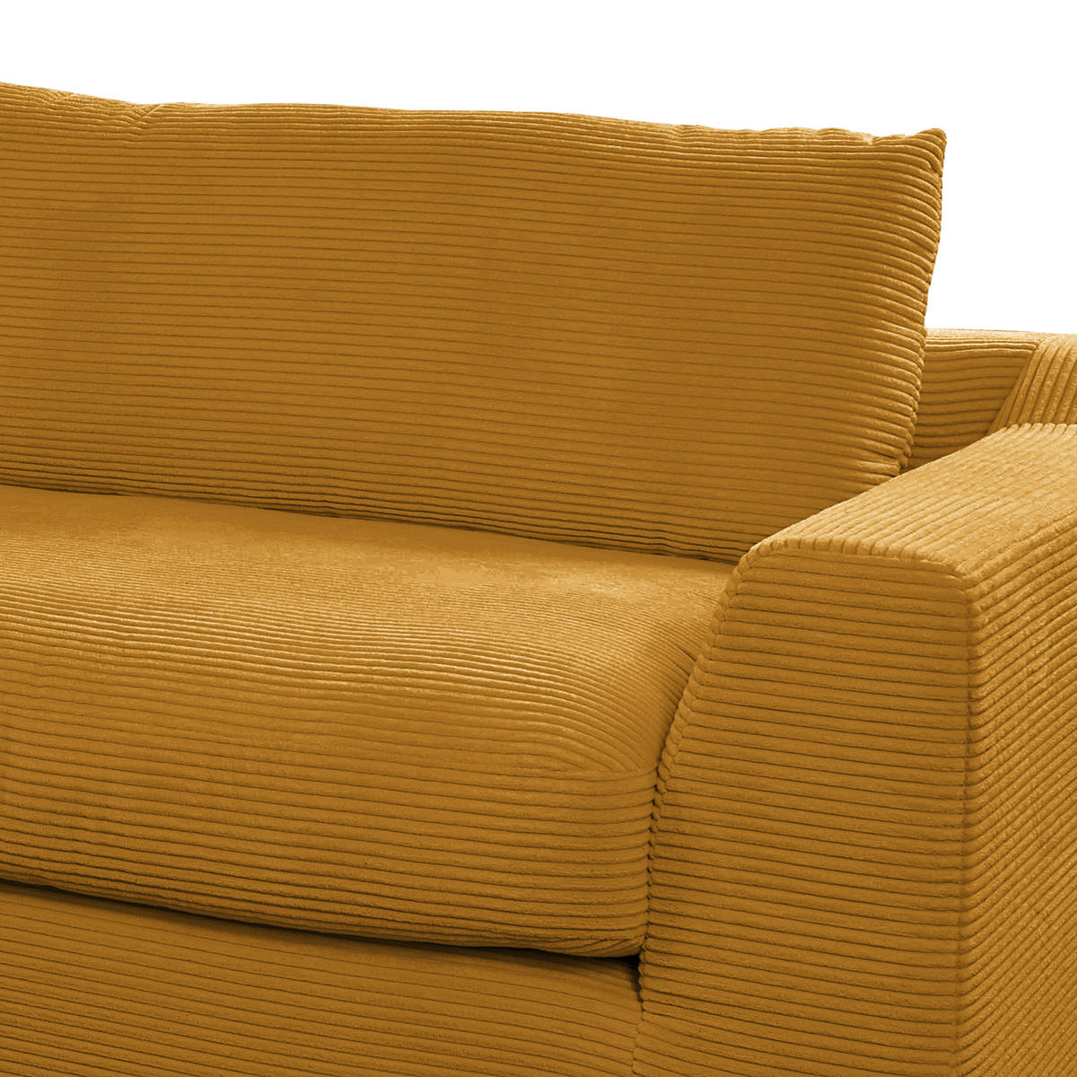 BIGSOFA in Cord Senfgelb  - Senfgelb/Schwarz, Design, Kunststoff/Textil (276/90/109cm) - Sit & More