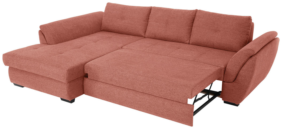 ECKSOFA in Webstoff Koralle  - Koralle/Schwarz, Design, Kunststoff/Textil (187/278cm) - Livetastic