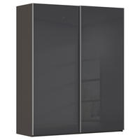 SCHWEBETÜRENSCHRANK 181/223/68 cm 2-türig Graphitfarben, Schwarz  - Alufarben/Graphitfarben, Design, Glas/Holzwerkstoff (181/223/68cm) - Xora