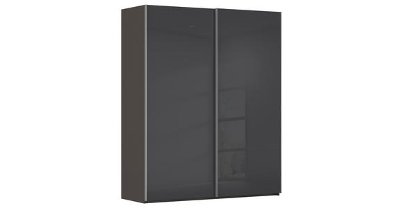 SCHWEBETÜRENSCHRANK 181/223/68 cm 2-türig Graphitfarben, Schwarz  - Alufarben/Graphitfarben, Design, Glas/Holzwerkstoff (181/223/68cm) - Xora