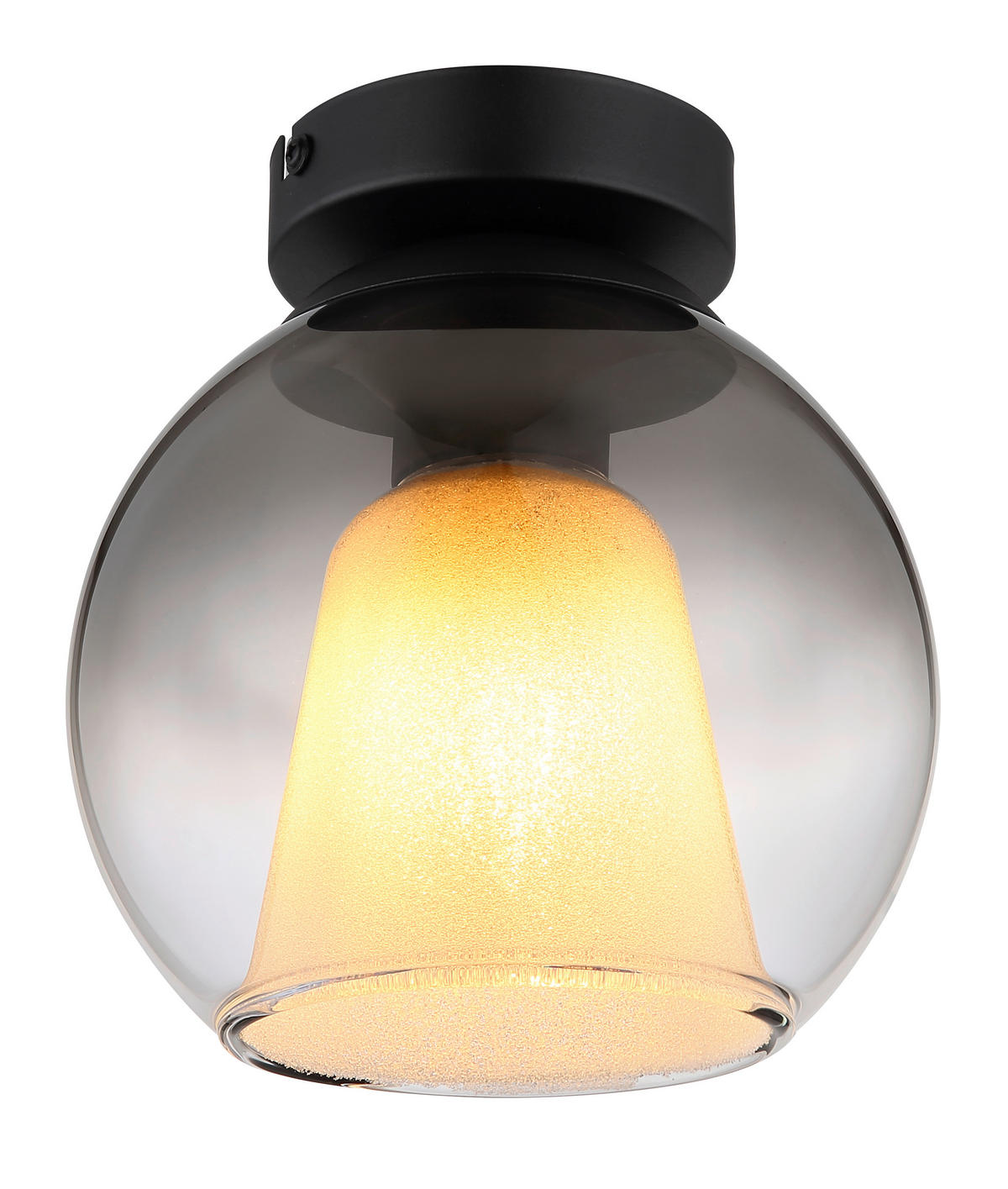 TAKLAMPA BARRY 18/19 cm  - klar/grå, Basics, metall/glas (18/19cm) - Globo