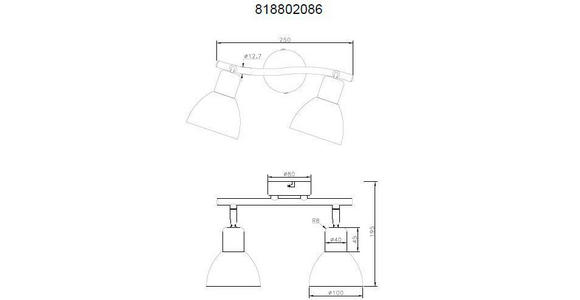 LED-STRAHLER 25/13/9,6 cm   - Schwarz/Weiß, Basics, Glas/Metall (25/13/9,6cm) - Novel