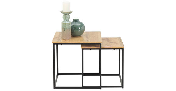 BEISTELLTISCHSET 30-40/30-40/30-40 cm Schwarz, Eichefarben quadratisch - Eichefarben/Schwarz, Trend, Holzwerkstoff/Metall (30-40/30-40/30-40cm) - Xora