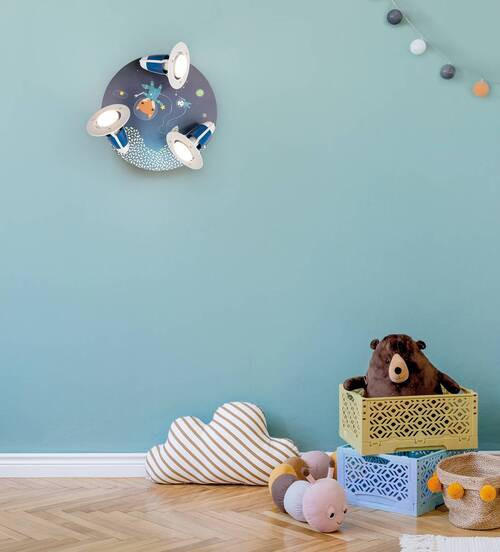 KINDERDECKENLEUCHTE Little Astronaut 30/20 cm   - Blau, Basics, Holz (30/20cm)