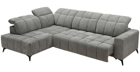 ECKSOFA Dunkelgrau Chenille  - Dunkelgrau/Schwarz, Design, Textil/Metall (214/293cm) - Xora