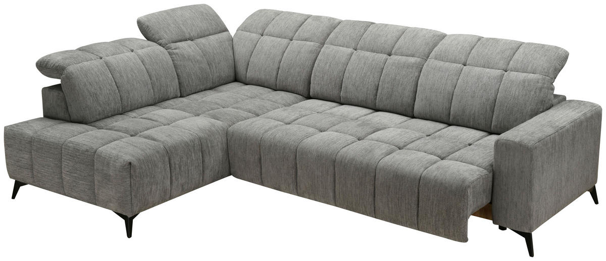 SEDEŽNA GARNITURA, šenilja temno siva  - temno siva/črna, Design, kovina/tekstil (214/293cm) - Xora