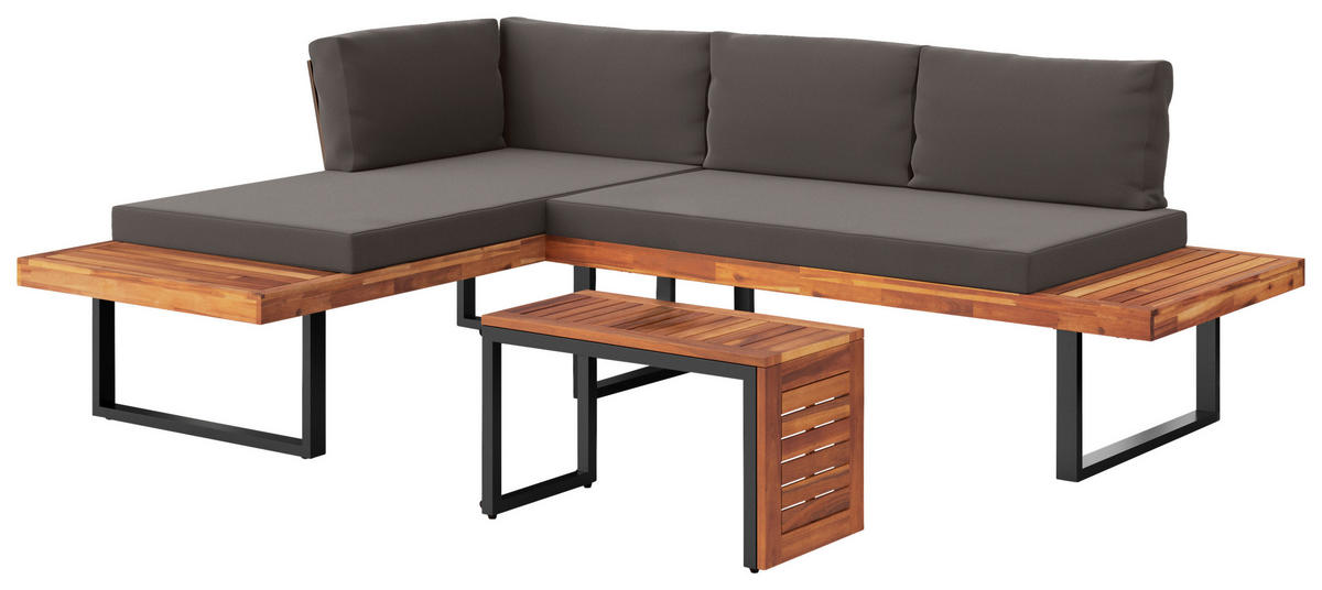 LOUNGEGARNITUR  175/253 cm   - Grau, Design, Holz/Metall (175/253cm) - Ambia Garden