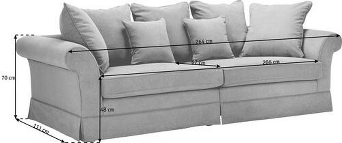 BIGSOFA in Flachgewebe Olivgrün  - Dunkelbraun/Olivgrün, Trend, Holz/Textil (264/70/111cm) - MID.YOU