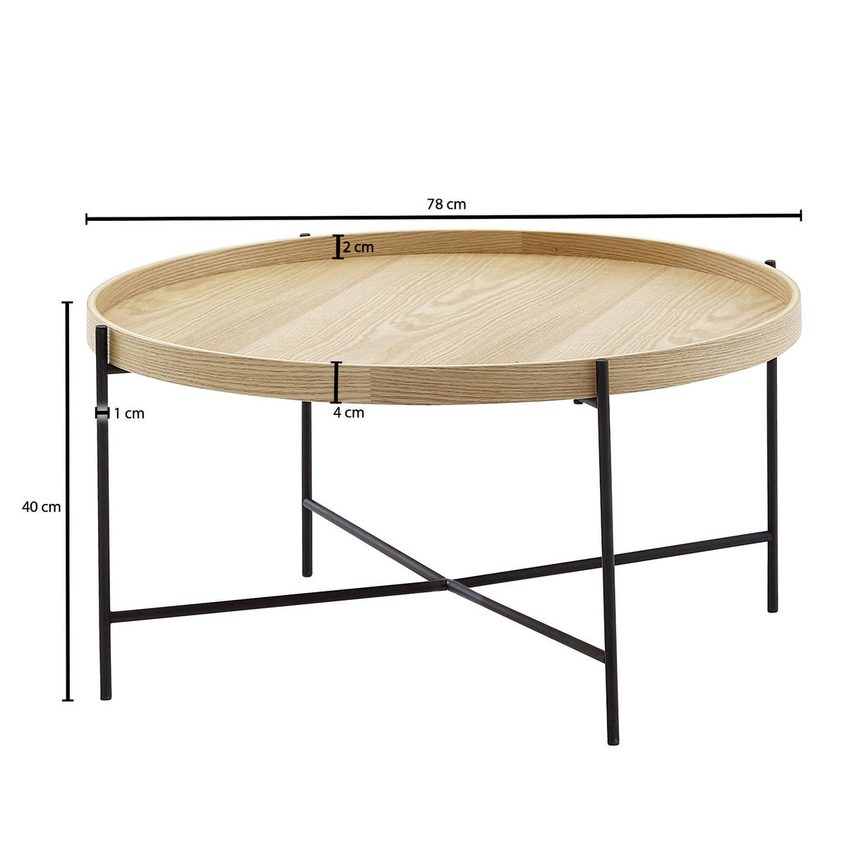 COUCHTISCH in Holzwerkstoff 78/78/40 cm  - Schwarz/Braun, Modern, Holzwerkstoff/Metall (78/78/40cm) - MID.YOU