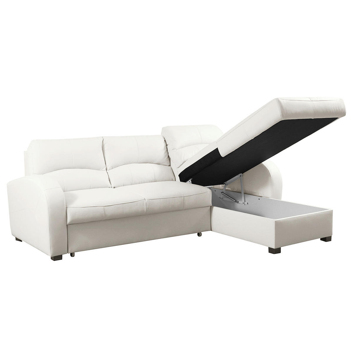 ECKSOFA 227/168 cm TILO in Lederlook Weiß Bettkasten  227/168 cm  - Schwarz/Weiß, Design, Kunststoff/Textil (227/168cm) - Livetastic