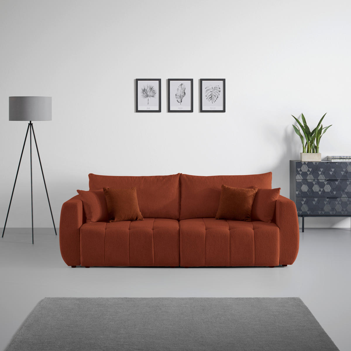 SCHLAFSOFA in Chenille, Jacquard Rostfarben  - Rostfarben/Schwarz, Kunststoff/Textil (245/74-90/104cm) - MID.YOU