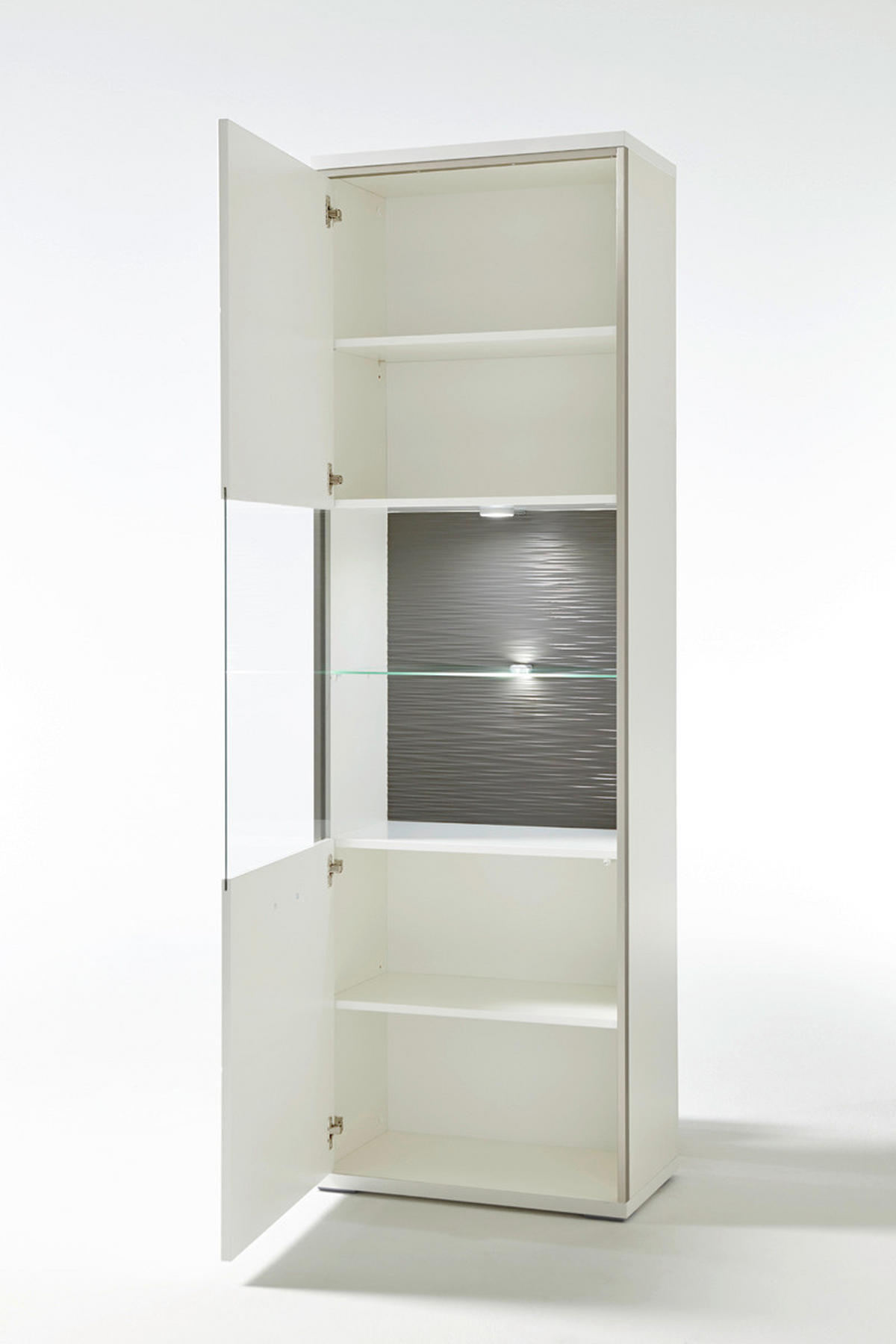 VITRINE in Grau, Silberfarben, Weiss, Weiss Hochglanz  - Weiss Hochglanz/Weiss, Design, Glas/Holzwerkstoff (64/201/38cm) - Livetastic
