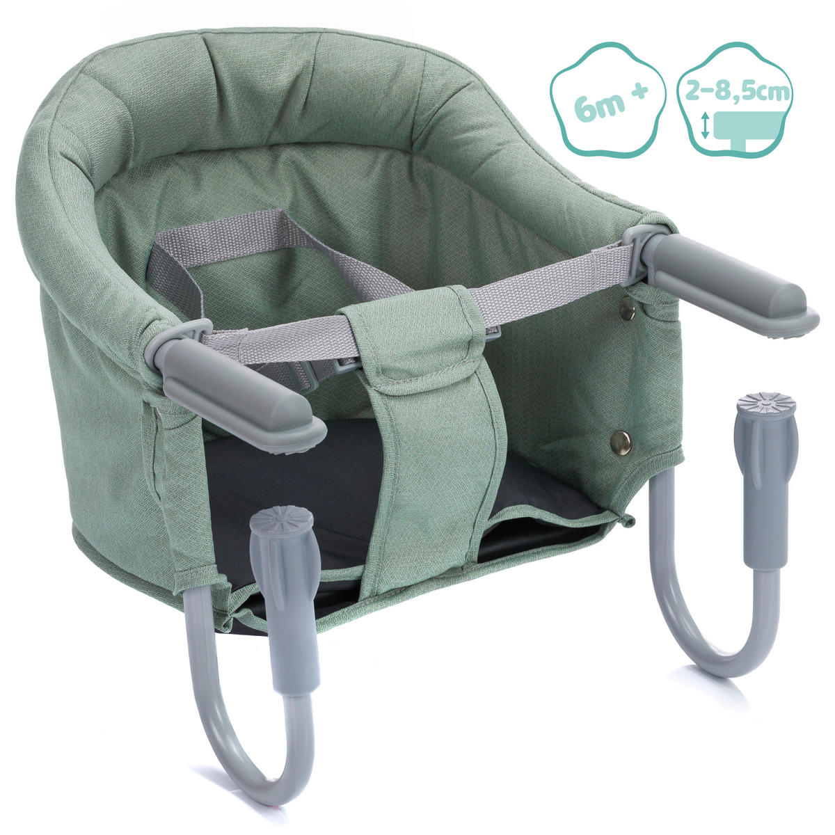 TISCHSITZ - Salbeigrün/Hellgrau, Basics, Textil/Metall (36/30/45cm) - Fillikid