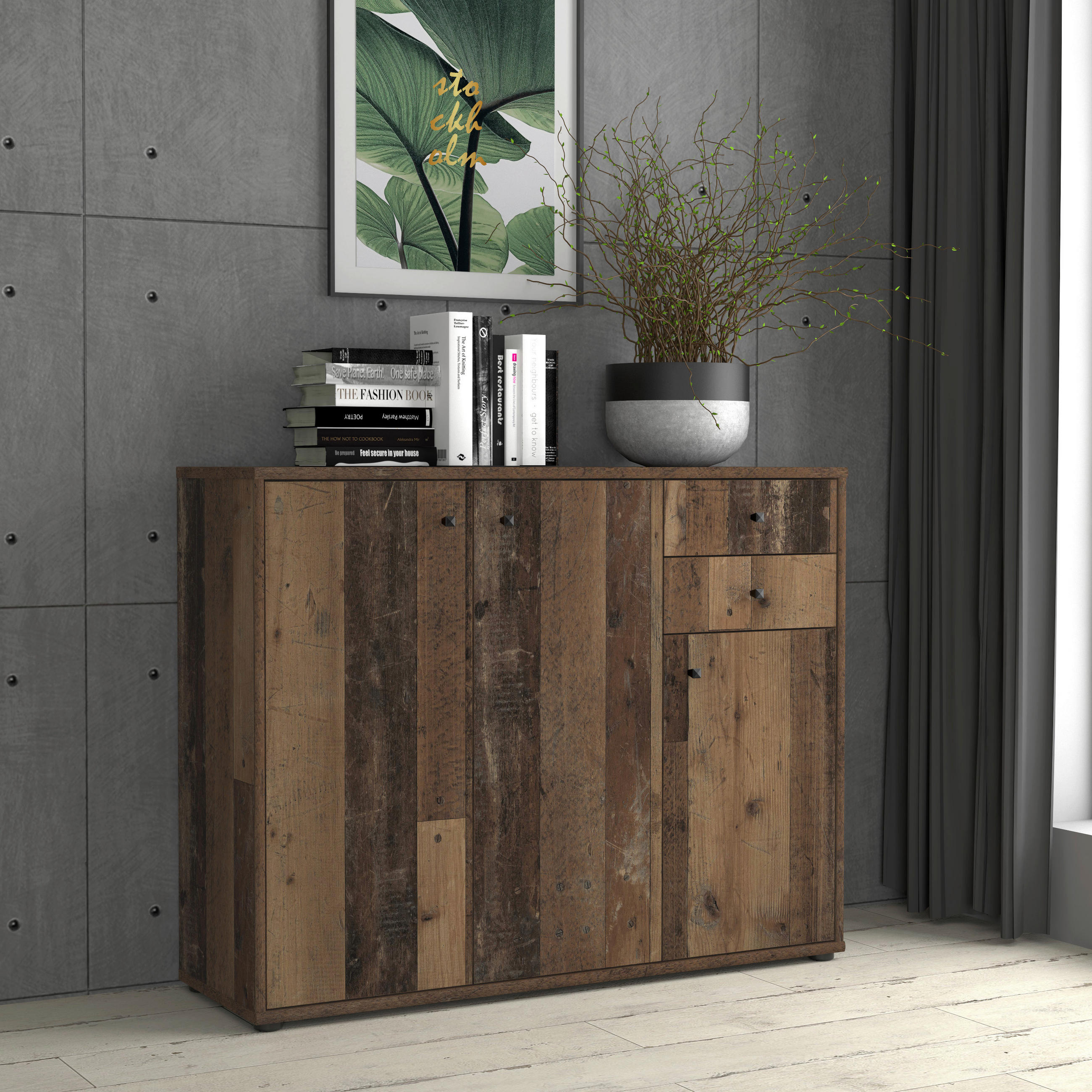 KOMMODE  in 108,8/85,5/34,8 cm  - Dunkelbraun/Graubraun, Design, Holzwerkstoff (108,8/85,5/34,8cm)