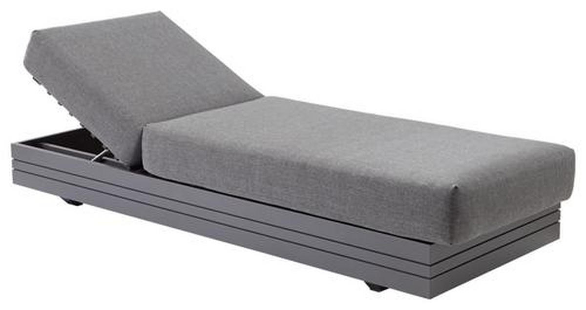 LOUNGESOFA  - Dunkelgrau/Graphitfarben, Design, Textil/Metall (198/40/74/81cm) - Zebra 