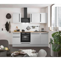 KÜCHENBLOCK 220 cm   in Weiß, Eichefarben  - Eichefarben/Schwarz, Design, Holzwerkstoff/Kunststoff (220cm) - MID.YOU