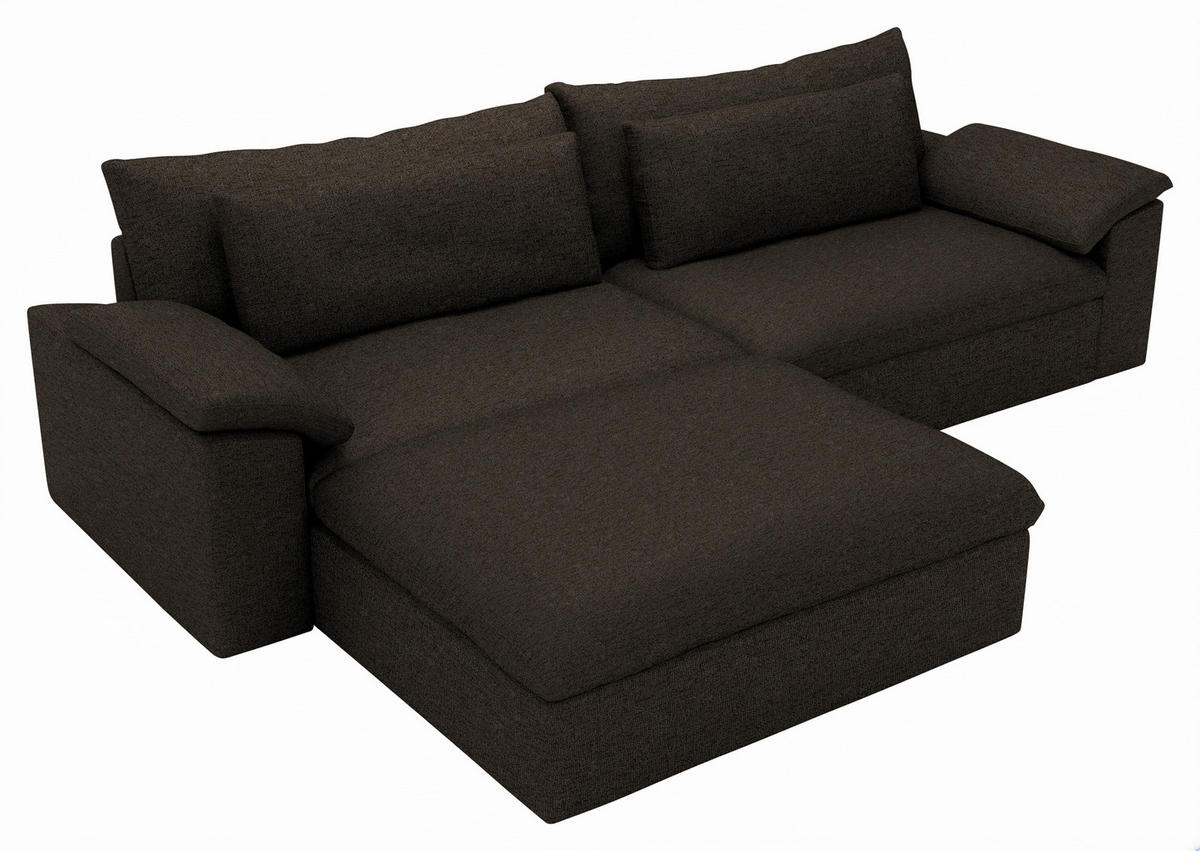 ECKSOFA Flachgewebe Schwarzbraun  - Schwarzbraun/Schwarz, Modern, Kunststoff/Textil (198/306cm) - Carryhome