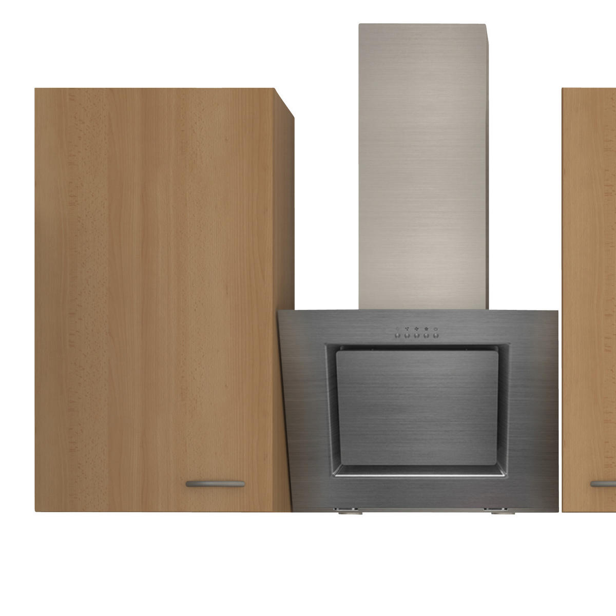 KÜCHENBLOCK 220 cm   in Buchefarben  - Edelstahlfarben/Beige, MODERN, Glas/Holzwerkstoff (220cm) - FlexWell