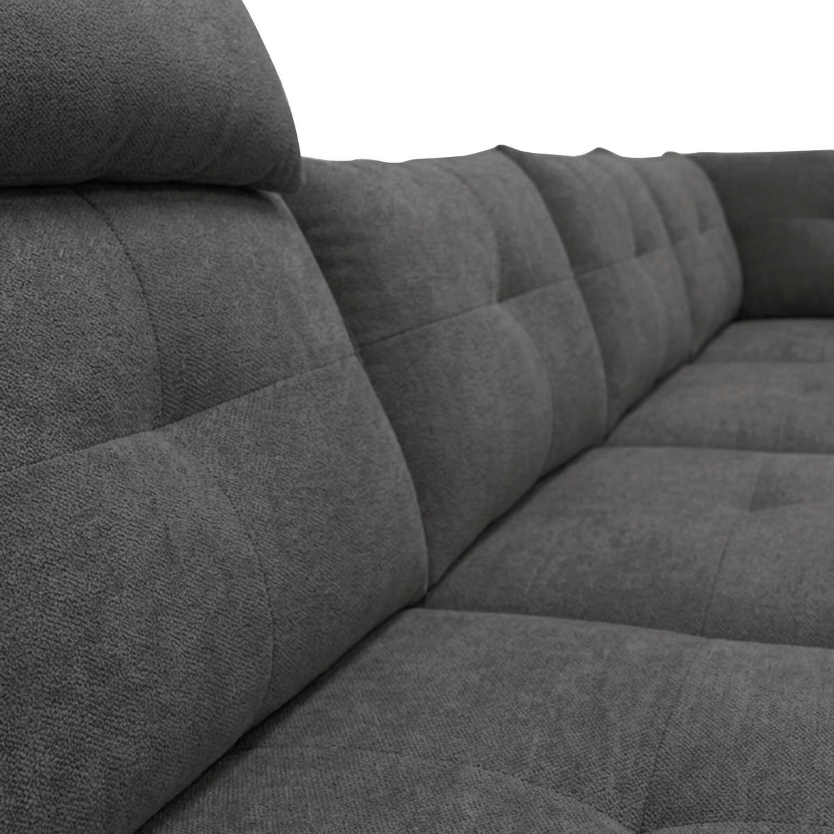WOHNLANDSCHAFT SOLEI U Dunkelgrau Chenille  - Dunkelgrau/Schwarz, Design, Kunststoff/Textil (188/334/184cm) - MID.YOU