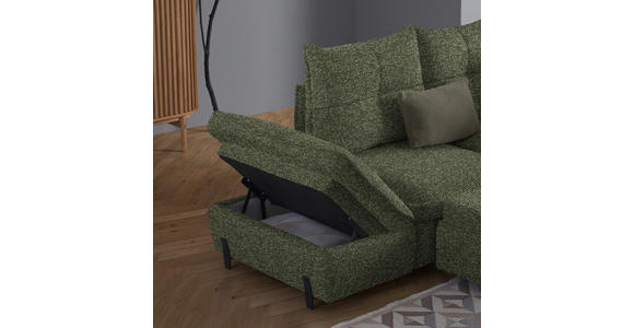 ECKSOFA in Bouclé Olivgrün  - Schwarz/Olivgrün, Design, Textil/Metall (220/250cm) - Xora