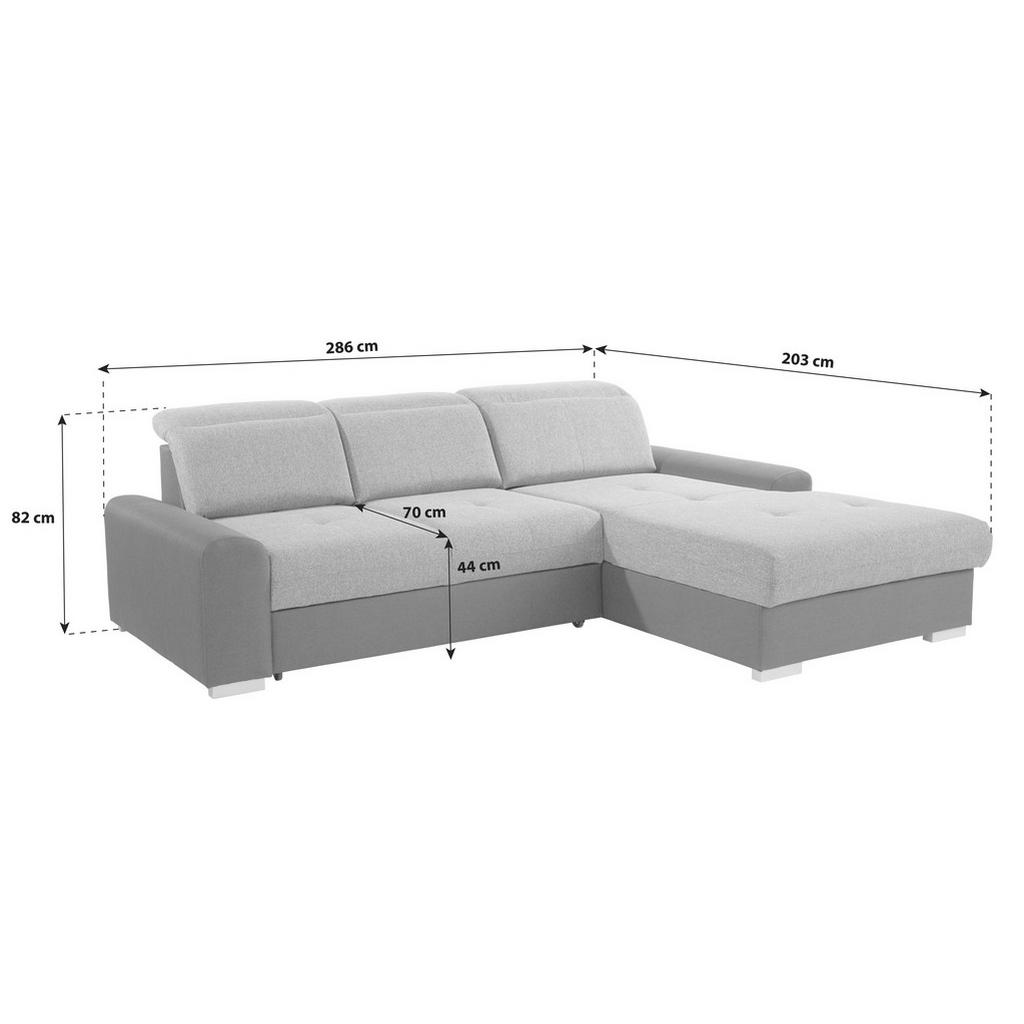 Thumbnail - Livetastic Ecksofa, Graphit, Grau, Textil, Buche, massiv, 4-Sitzer, Ottomane rechts, L-Form, 286x203 cm, Made in EU, sei...