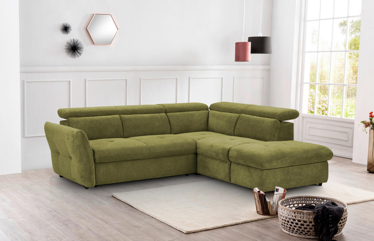 ROHOVÁ SEDACIA SÚPRAVA, textil, zelená - čierna/zelená, Design, textil/plast (254/224cm) - Stylife