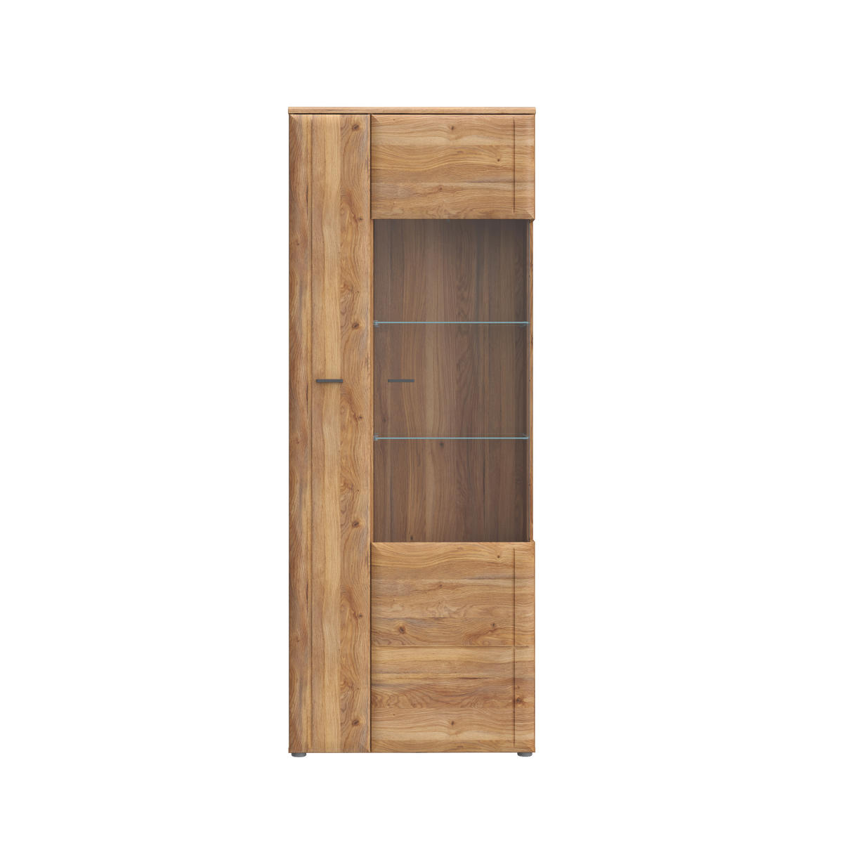 VITRINA, barve hrasta - siva/barve hrasta, Moderno, kovina/umetna masa (75,1/197,6/41,8cm) - Hom`in